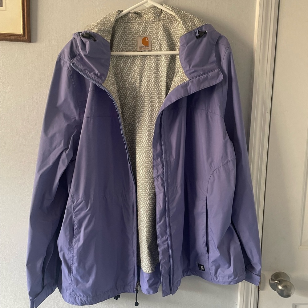 Periwinkle blue Carhartt rain jacket